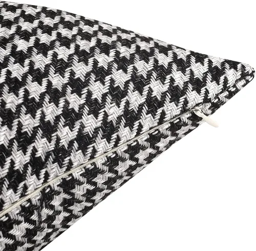 Miniatura 3 de Yeiotsy 2 fundas de cojín geométricas de pata de gallo para sofá, cama y silla, hechas de algodón y lino (18 x 18 pulgadas, negro)