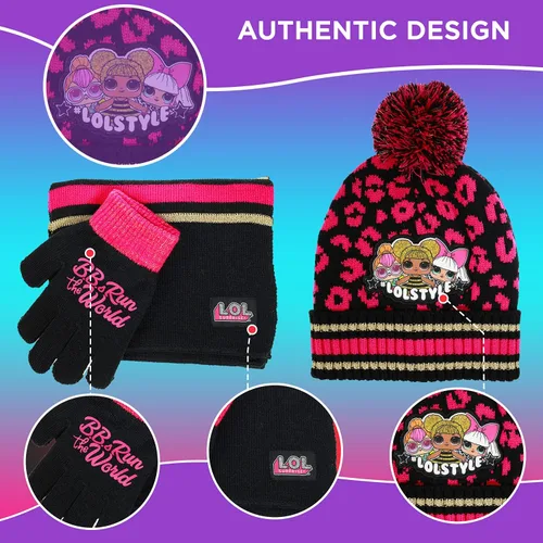 Miniatura 6 de LOL Surprise - Conjunto de sombrero y guante de invierno para niñas y niños pequeños sombrero de invierno con bufanda y sombrero y guante para niños