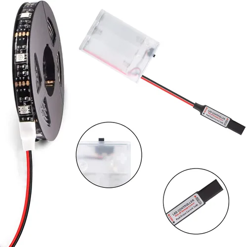 Miniatura 4 de RGB SMD 5050 luces LED en tira a batería con control remoto, impermeable, flexible, lazo de luces LED.