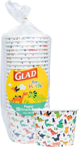Miniatura 9 de Suministros de fiesta de dinosaurio Glad para niños - Cuencos de aperitivos desechables de papel resistentes con tapas, perfectos para fiestas