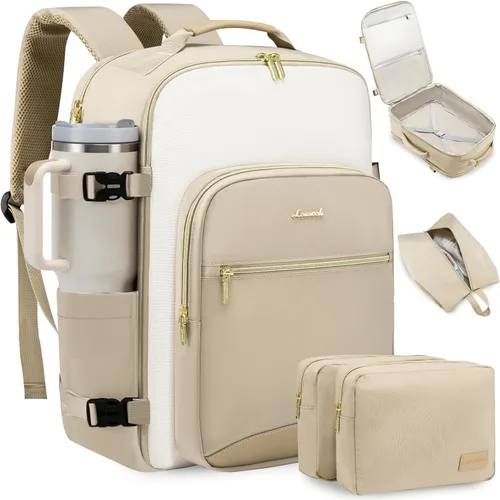 LOVEVOOK Mochila de Viaje Grande para Mujeres Equipaje de Mano Mochila Bolsas de Artículos Personales Esenciales, Caqui-beige, Mochilas de viaje