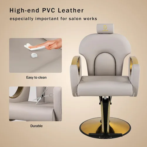 Miniatura 8 de Silla de peluquero reclinable silla de peluquería hidráulica sillas de peluquería giratoria de 360 grados silla de peinado silla de corte de salón