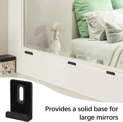 Miniatura 5 de 6 piezas de clips de espejo de metal para montaje en pared, clips de soporte de espejo con colgadores de espejo pesados para la pared (negro)