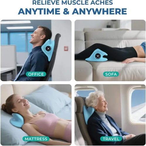 Miniatura 4 de Almohada masajeadora de cuello con calor para aliviar el dolor, aumentar la circulación y restaurar la alineación natural, dispositivo de tracción
