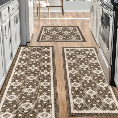 Juego de 3 alfombras de cocina antideslizantes para piso, alfombra de cocina súper absorbente, tapetes de cocina lavables para cocina, baño, piso,
