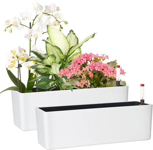 Miniatura 11 de Macetas alargadas con autorriego para ventana, de 5.5 x 16 pulgadas, para interiores, hogar, jardín, maceta decorativa moderna para todas