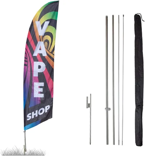 Miniatura 7 de Vispronet Vape Shop - Kit de bandera de plumas – Juego de mástil de bandera Swooper de 13.5 pies, punta de tierra, base cruzada y bolsa