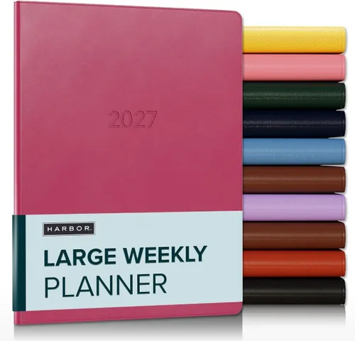 Miniatura 55 de Harbor Agenda semanal y mensual grande 2025-2026 – Agenda con calendario y cuaderno, piel sintética duradera, 192 páginas, tapa blanda