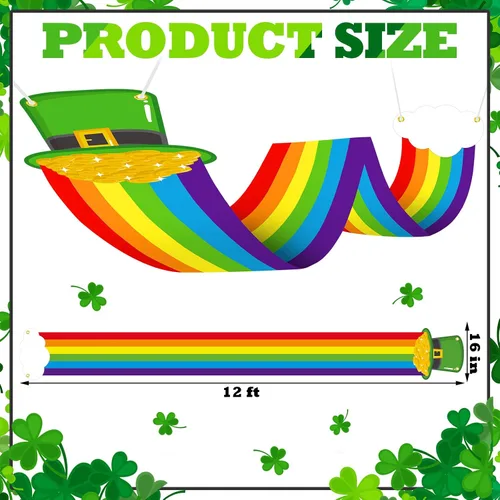 Miniatura 4 de Decoración de techo de arco iris para el día de San Patricio, decoración de techo con decoración de techo de nube de arco iris colgante con monedas