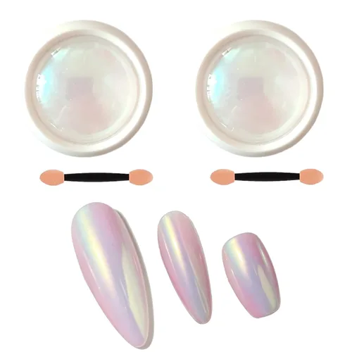 Polvo de uñas cromado de unicornio, perla de neón, iridiscente, efecto de espejo metálico, arco iris, sirena, purpurina, kit de polvo de pigmento