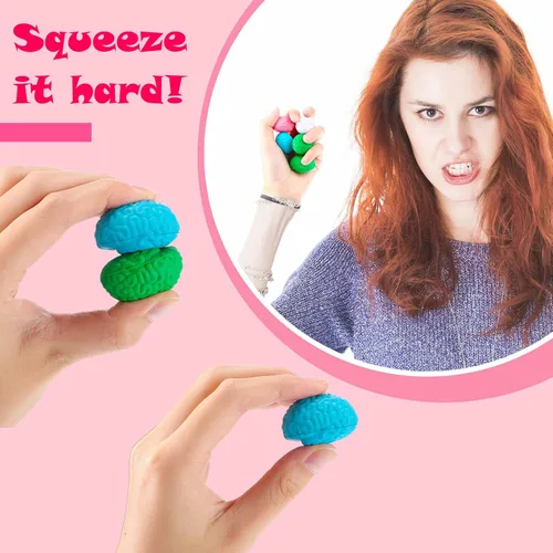 Miniatura 4 de Civaner 60 unidades de bolas de estrés cerebral a granel Squishy en forma de cerebro juguete de estrés PU Mano Ejercicio muscular bola de presión