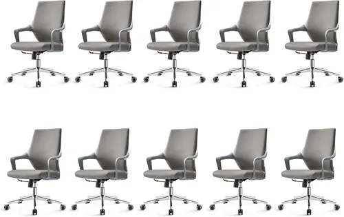 Miniatura 12 de EUREKA ERGONOMIC Dorian - Silla de oficina ejecutiva con soporte lumbar curvado, silla de escritorio de cuero regenerado con respaldo medio