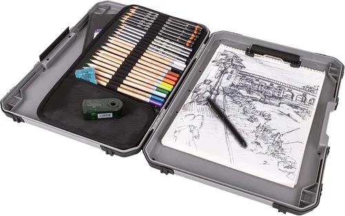 Miniatura 3 de ArtBin 6838AG - Tablero de dibujo, superficie de dibujo portátil con almacenamiento interno de arte y manualidades, color gris