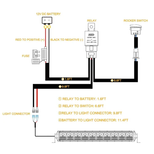 Miniatura 2 de Arnés de cableado 1 cable, kit de arnés de cableado de barra de luz LED Rfroad Lighting para luces antiniebla, luces de conducción todoterreno, luz