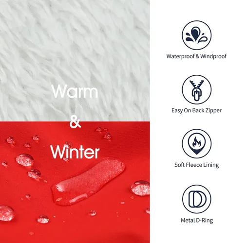 Miniatura 3 de IECOii Abrigo para Perros Grandes Impermeable Chaqueta de Invierno para Perros con Arnés Incorporado, Rojo - XXLarge, Forro Polar Térmico Cálido