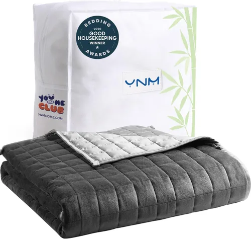 Miniatura 21 de YnM Manta con peso refrescante para adultos, terciopelo refrescante y acogedor de doble cara, manta pesada de 30 libras para parejas, uso en cuatro