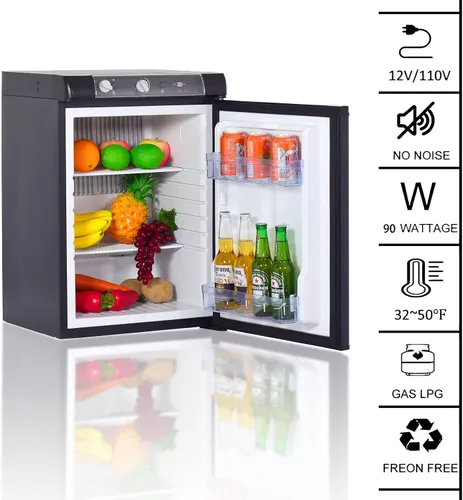 Miniatura 4 de Smad Refrigerador compacto de 3 vías, 110 V, 12 V, GLP, gas propano, 2.1 pies cúbicos para caravana, cámper, camión, barco, fuera de la red