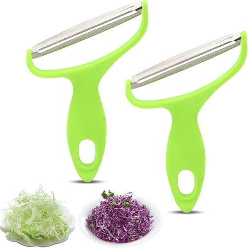 Agatige Trituradora de repollo, 2 piezas, boca ancha, acero inoxidable, pelador de patatas y verduras, ralladores de repollo, cocina imprescindible