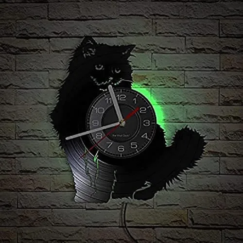 Miniatura 4 de Ragdoll Cat Shadow Art Vinyl Record Wall Clock Cat Breed Home Decoration Retro Photo Album Clock Pet Shop Accessories Kitty Cat Lover Gift 12 Inches
