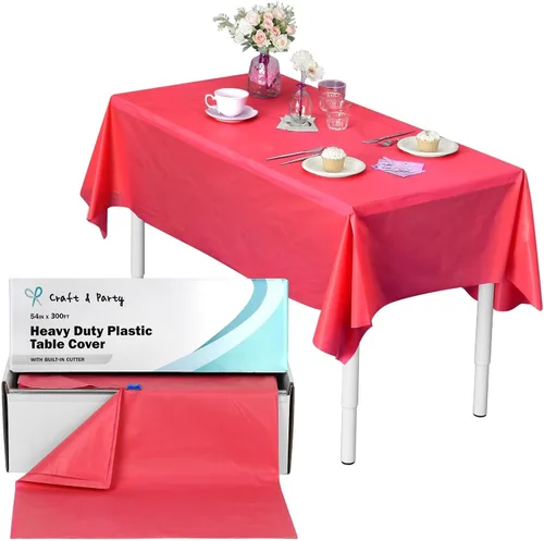 Miniatura 52 de Rollo de plástico para cubierta de mesa color verde manzana, 40 pulgadas x 100 pies, rollo de plástico resistente para cubierta de mesa de banquetes