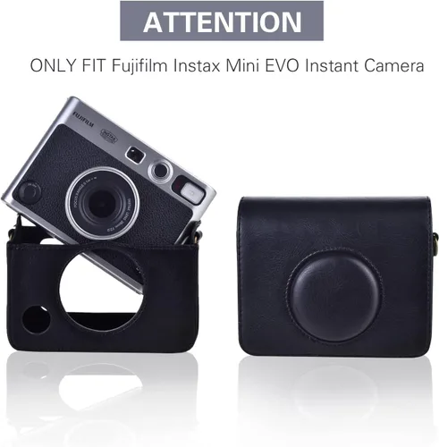 Miniatura 2 de Rieibi Mini EVO - Funda protectora de piel sintética retro para cámara instantánea Fujifilm Instax Mini EVO - Funda extraíble con correa ajustable
