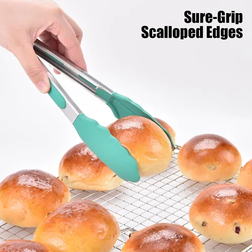 Miniatura 6 de Doosu Pinzas de cocina para cocinar: juego de pinzas para alimentos resistentes al calor de 600 °F con puntas de silicona antiarañazos, pinza