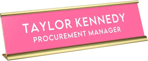 Placa de escritorio grabada personalizada, personalizada con tu nombre y título, decoración perfecta para oficina, negocio o hogar, múltiples Rosa
