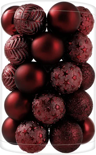 Miniatura 32 de 34 piezas Adornos de bola de Navidad azul bebé irrompibles de plástico para árbol de Navidad, decoraciones para fiesta de Navidad, oficina en casa