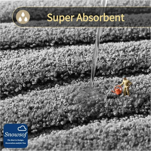 Miniatura 3 de Alfombras de baño de lujo, 0.78 pulgadas de grosor, extra suaves, absorbentes, no se desprende, se lavan a máquina, alfombra de felpa lanuda