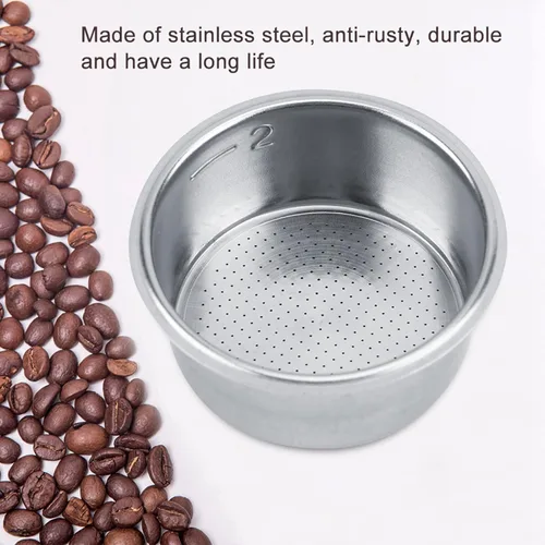 Miniatura 8 de Tiiyee Filtro de café de acero inoxidable, portafiltro de café expreso, taza de cesta, filtro poroso no presurizado, filtro poroso, accesorios