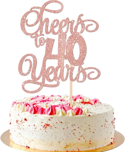 Miniatura 18 de 1 pieza de decoración para tartas de 40 años con purpurina para pastel de 40 años, 40 años, decoración fabulosa para tartas de cumpleaños de 40 Negro