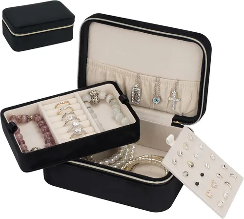 Cajas organizadoras de joyas de viaje pequeñas cajas organizadoras portátiles de 2 capas caja organizadora de viaje mini caja organizadora de
