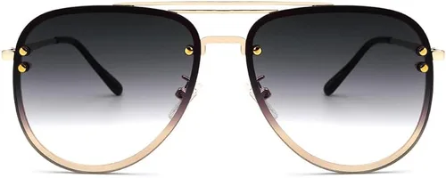 Miniatura 5 de Premium Rimless Oversized Aviator Sunglasses for Women, Polarized PC Lens UV Protection Womens Shade VF2203