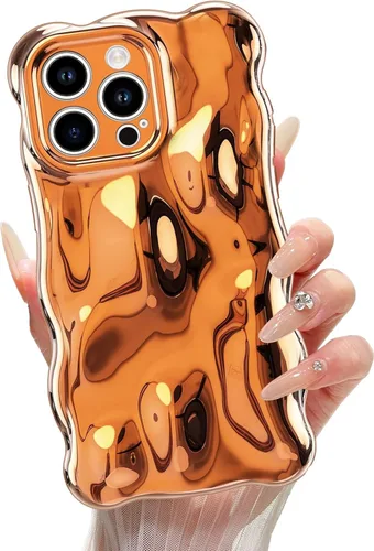 Miniatura 21 de XIZYO Funda para iPhone 13 de 6.1 pulgadas, bonito patrón de ondas, estético, 3D, rizado, ondulado, chapado en purpurina, para mujeres y niñas, Azul