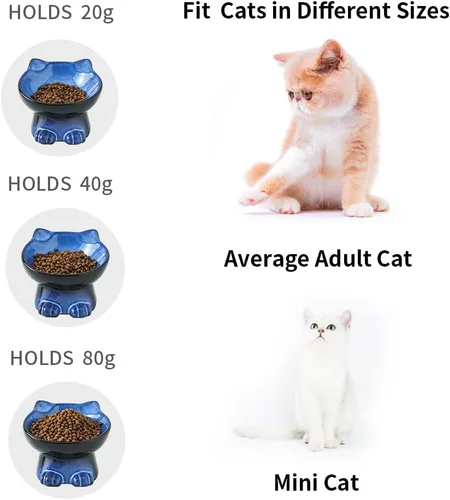 Miniatura 3 de Nihow Cuencos elevados inclinados para gatos: cuenco elevado de cerámica de 5 pulgadas para proteger la columna vertebral de las mascotas, apto