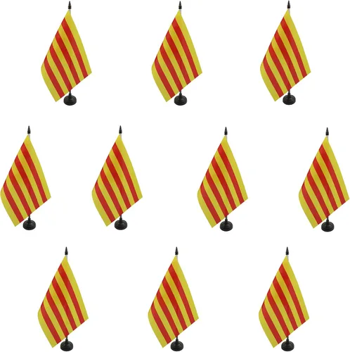 Miniatura 24 de Bandera de mesa de Andalucía 4'' x 6'' - Bandera de escritorio de la región española de Andalucía 5.9 x 3.9 in - Barra y base de plástico negro - AZ