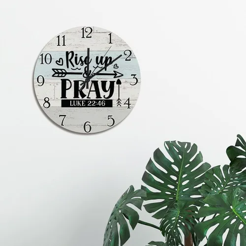 Miniatura 4 de Scripture - Reloj de pared de madera de 15 pulgadas, funciona con pilas, reloj silencioso de elevación y oración, arte de pared de fe religiosa