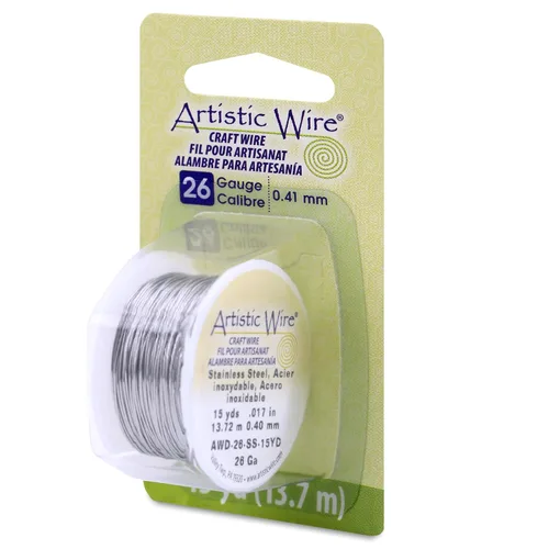 Miniatura 24 de Artistic Wire, Alambre de acero inoxidable calibre 18, 57 pies