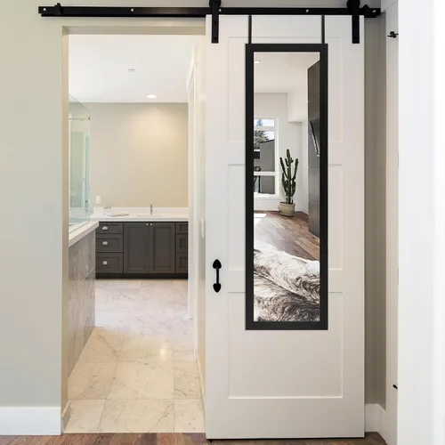 Miniatura 7 de Americanflat - Espejo de puerta negro de 12 x 48 pulgadas, colgante de longitud completa para dormitorio, baño, espejo largo de cuerpo completo