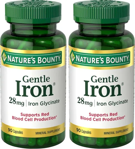 Miniatura 7 de Nature's Bounty Gentle Iron Cápsulas de 28 mg con vitamina C, ácido fólico, suplemento de hierro de vitamina B-12, sin OMG, sin gluten, 90