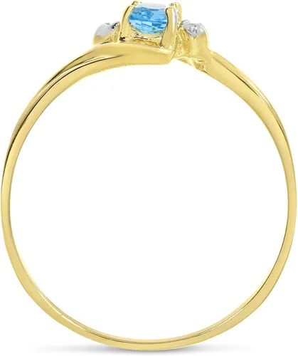 Miniatura 6 de Anillo ovalado de oro amarillo de 14 k con topacio azul y diamantes