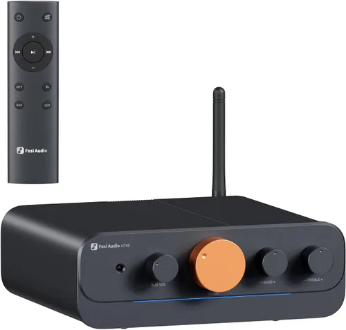 Fosi Audio HT4S - Amplificador Bluetooth para altavoces al aire libre, amplificador de potencia de 4 canales para cine en casa, reunión al aire