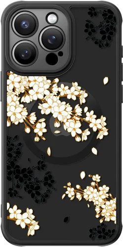 Miniatura 13 de FUNMIKO Funda para iPhone 16 Plus, carga inalámbrica y protección de grado militar, diseño floral moderno para mujeres y niñas, funda antideslizante