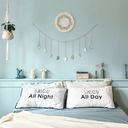 Miniatura 2 de Mkono Guirnalda de fases lunares para pared, decoración boho, decoración de habitación, guirnalda de lunas metálicas, arte colgante, decoración