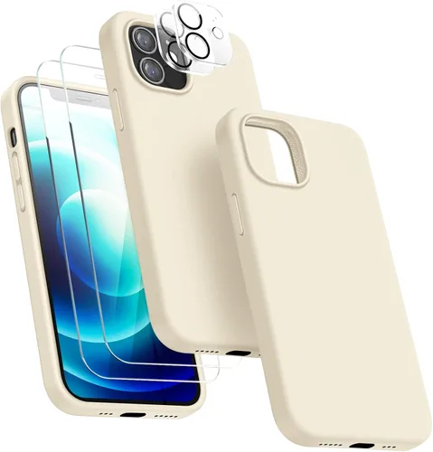 Miniatura 9 de Funda 5 en 1 para iPhone 12 Pro con protector de pantalla y protector de lente de cámara, funda de silicona líquida para iPhone 12 Pro (verde alpino)