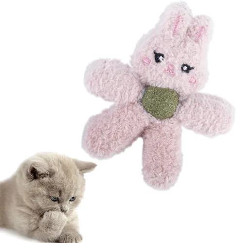 Juguetes de felpa con hierba gatera para gatos de interior, juguetes interactivos para masticar para dentición y cuidado dental, juguete de nailon