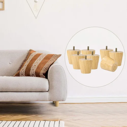 Miniatura 6 de uxcell Patas de madera para muebles, patas de sofá de 2 pulgadas, patas redondas de madera maciza, patas de sofá de color madera, patas de repuesto