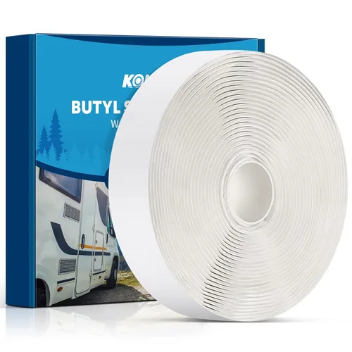Kohree Cinta de Butilo Blanca 1 Paquete, 1/8" x 3/4" x 30 pies, Cinta Selladora de Butilo Masilla para RV Cinta Selladora de Goma a Prueba de Fugas