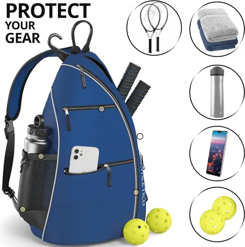 Miniatura 4 de Athletico - Bolsa de hombro cruzada - Mochila para Pickleball, Tenis, Racketball y viajes para hombres y mujeres Azul
