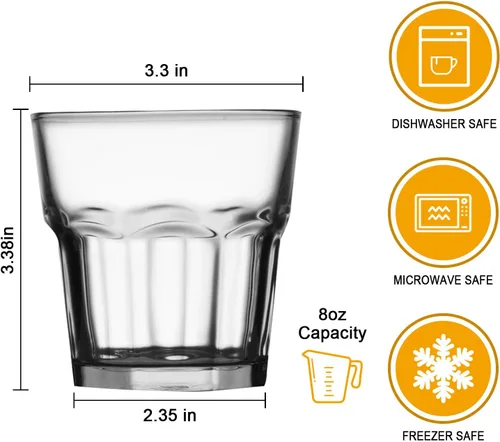 Miniatura 2 de QAPPDA Vasos de whisky de 8 onzas, vasos de vidrio transparentes, vasos de cóctel para whisky para restaurantes, bares, fiestas, vasos de vidrio